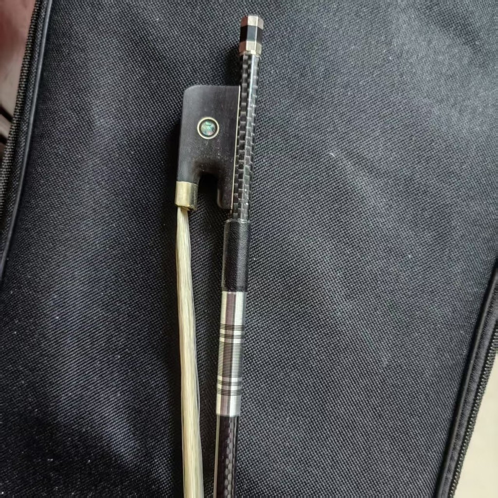 Fibra de carbono pura de alta qualidade com fio de prata, arco de violoncelo, arco de violino, arremate de ébano com aca