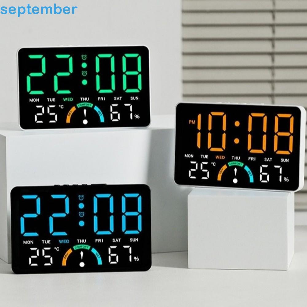 Relógio De Parede Digital SEPTEMBERB , Despertador LED De Tempo/Temperatura/Umidade Com Alarmes Duplos , Exibição De Dat