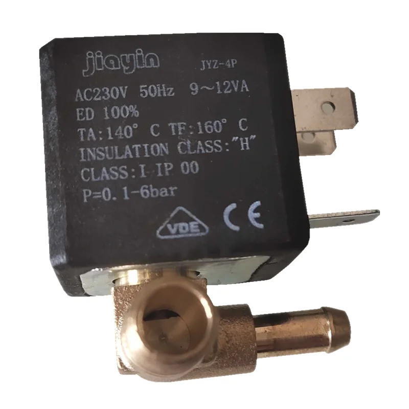 Válvula Solenoide de Água Jiayin JYZ-4P Normalmente Fechada 3mm N/C 2/2 Vias AC 230V G1/8" 6Bar em Latão para Geradores