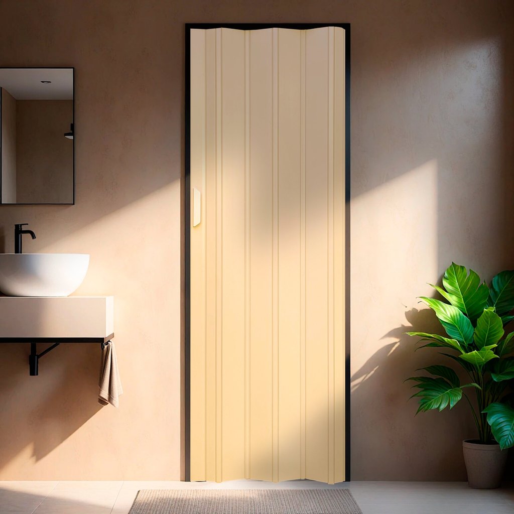 Porta Sanfonada de PVC 210x94cm Bariri Amarelo Bege