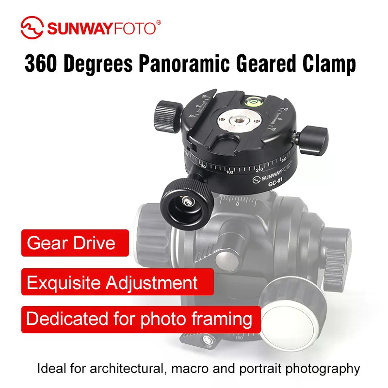 SUNWAYFOTO GC-01 Braçadeira Panorâmica Arca Swiss De 58 Mm Para Cabeça Com Engrenagem De Tripé