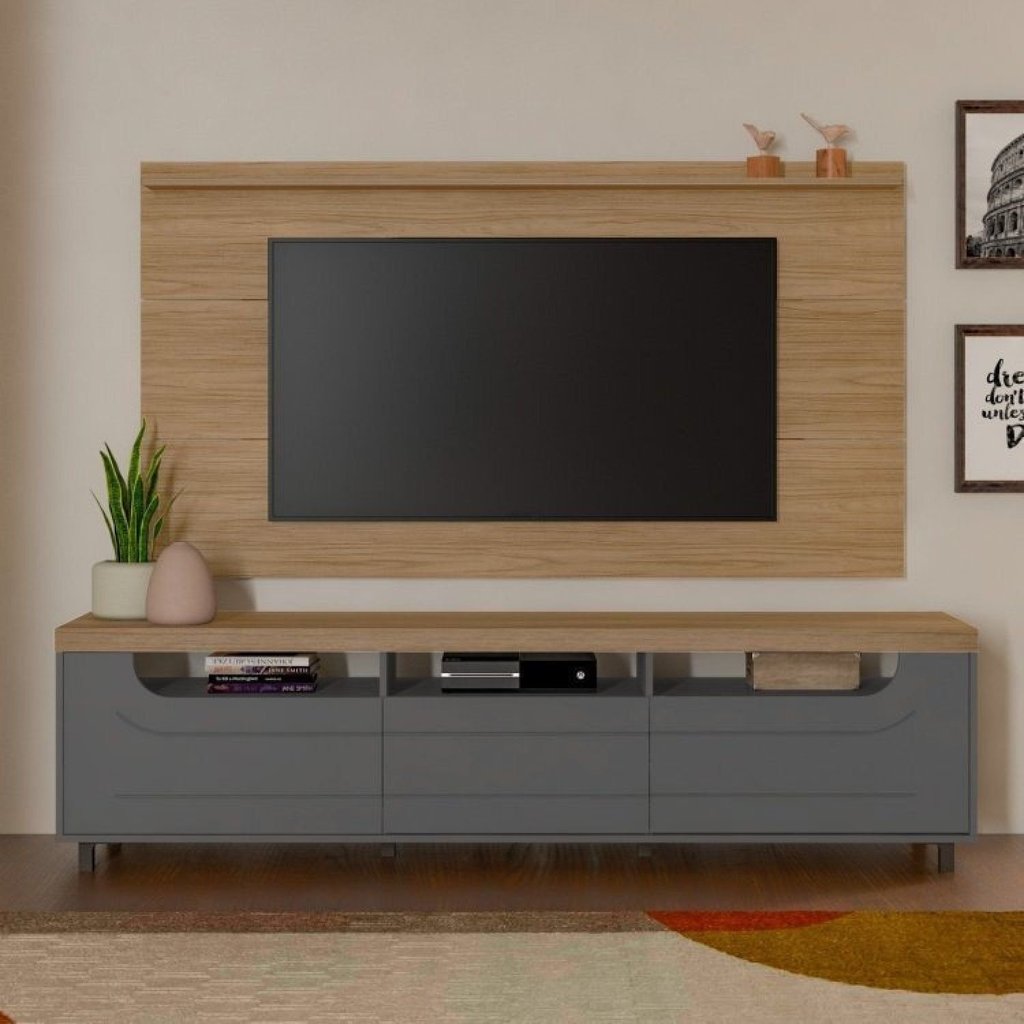 Rack com Painel para TV até 75 Polegadas 200CMX161CM Universal Mercury Cinza