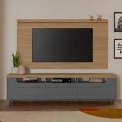 Rack com Painel para TV até 75 Polegadas 200CMX161CM Universal Mercury Cinza