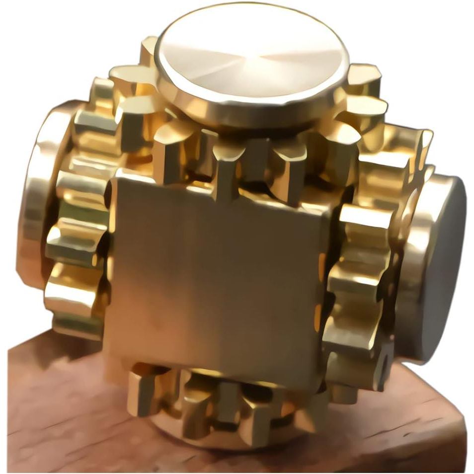 Cubo de Latão Puro para os Dedos, Spinner de Dedo com Engrenagens, Brinquedo de Dedo, Hand Spinner de Metal DIY EDC para