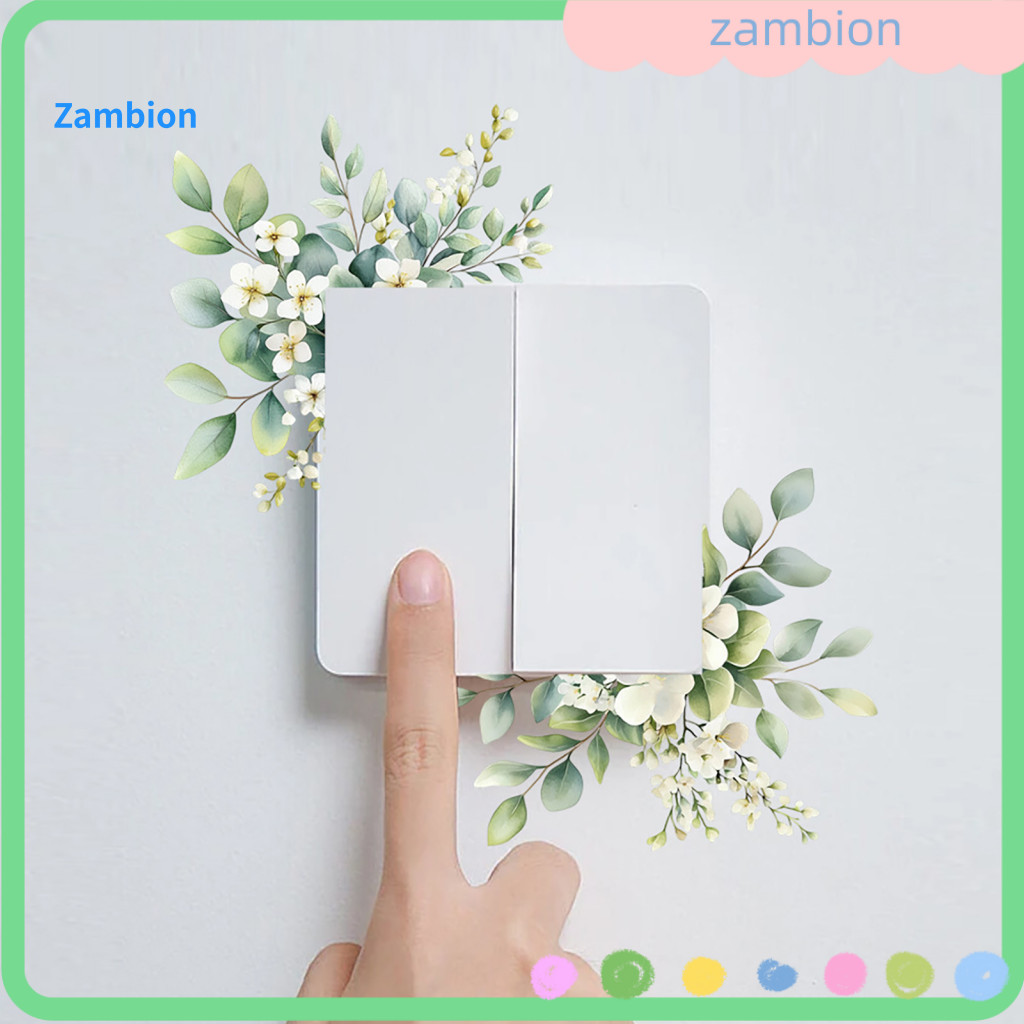 Switch Decoration Sticker Removable Wall Decal Green Leaf Light Waterproof Vinyl Stickers Plant Design Peel and Stick De