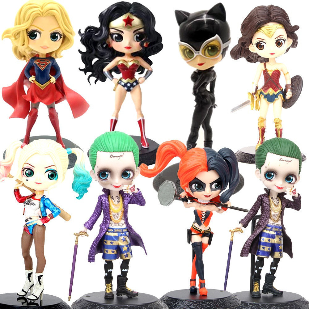 Qposket Harley Quinn Joker Mulher Maravilha Figuras De Ação Supergirl Catwoman Colecionável Boneco Brinquedos Infantis