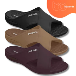 Chinelo Feminino Boaonda Tiras Cruzadas em X Harmony Ortopédico Para Esporão Dores Fascite Plantar