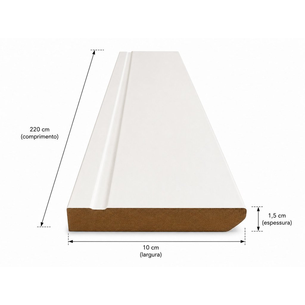 Rodapé de MDF 10CMX15MMX2.20m Revestido Frisado Branco Casablanca · foto 2