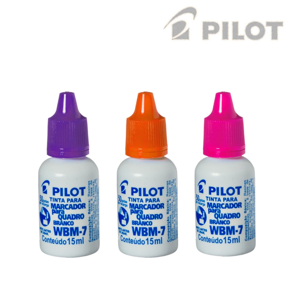KIT 3  Refil Para Marcadores De Quadro Branco WBM-7 15ml - PILOT Kit:Violeta+Laranja+Rosa