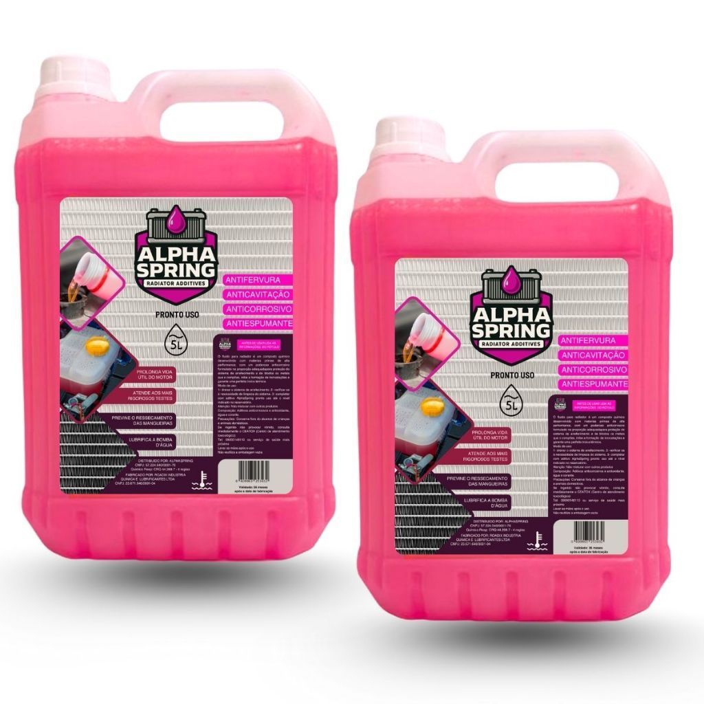 kit 10 Litros Aditivo Pronto Uso Para Sistema Arrefecimento Radiador Fluido Liquido mangueira rosa