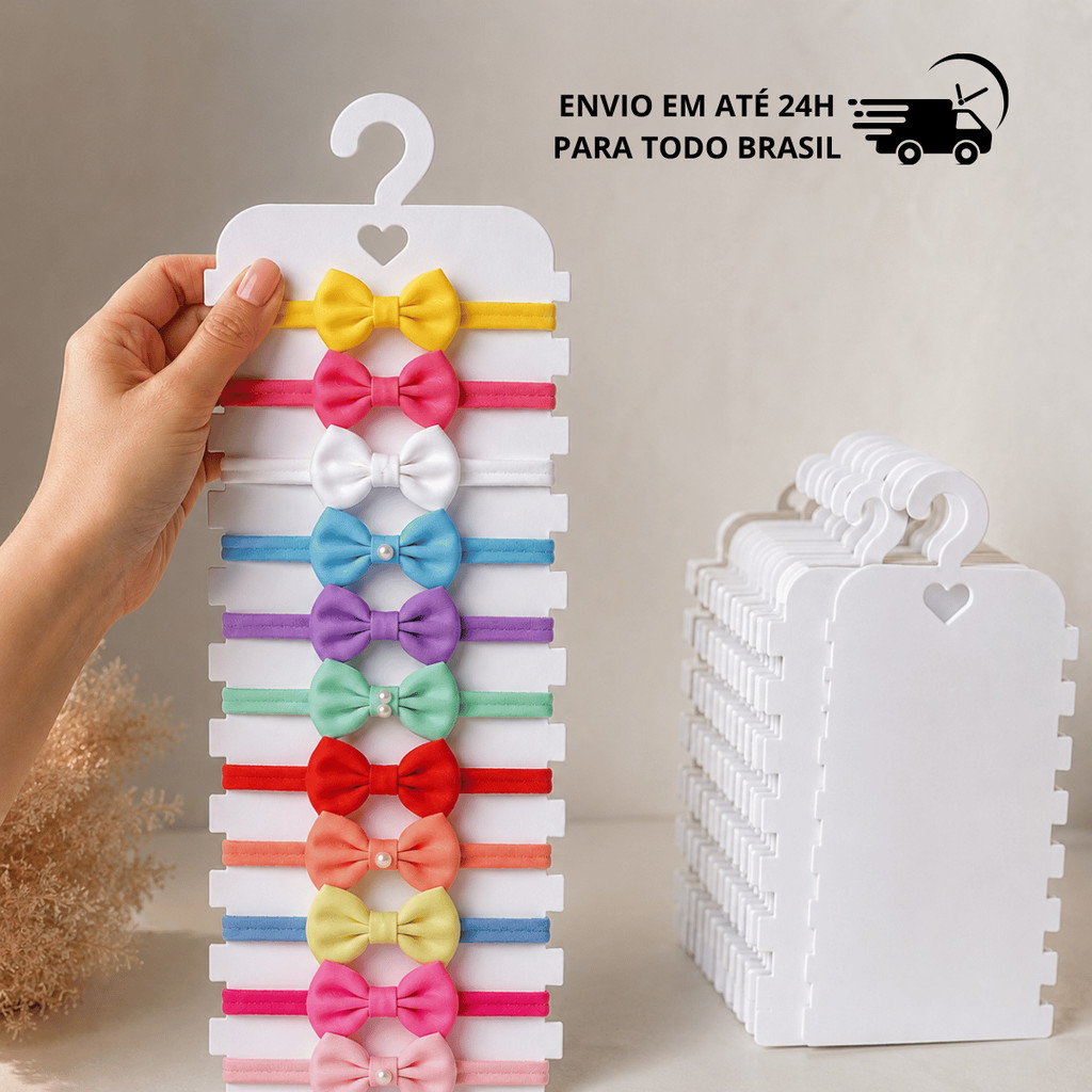 Cabides Porta Faixa Tiara Bebe Organização Laços com Gancho Expositor Kit 1/2/3/4/5 Unidades