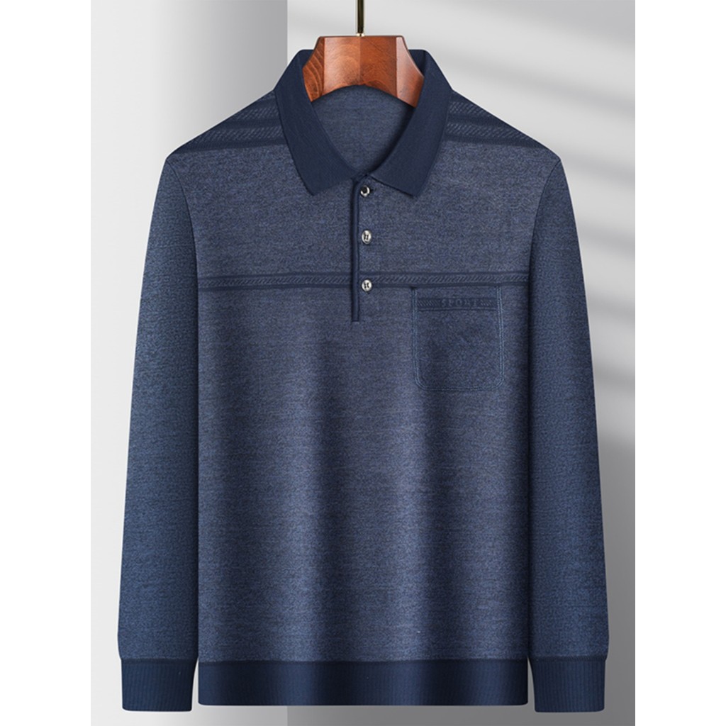 Pai roupas de outono camiseta de manga comprida fina roupas superiores masculinas de meia-idade roupas masculinas idosas