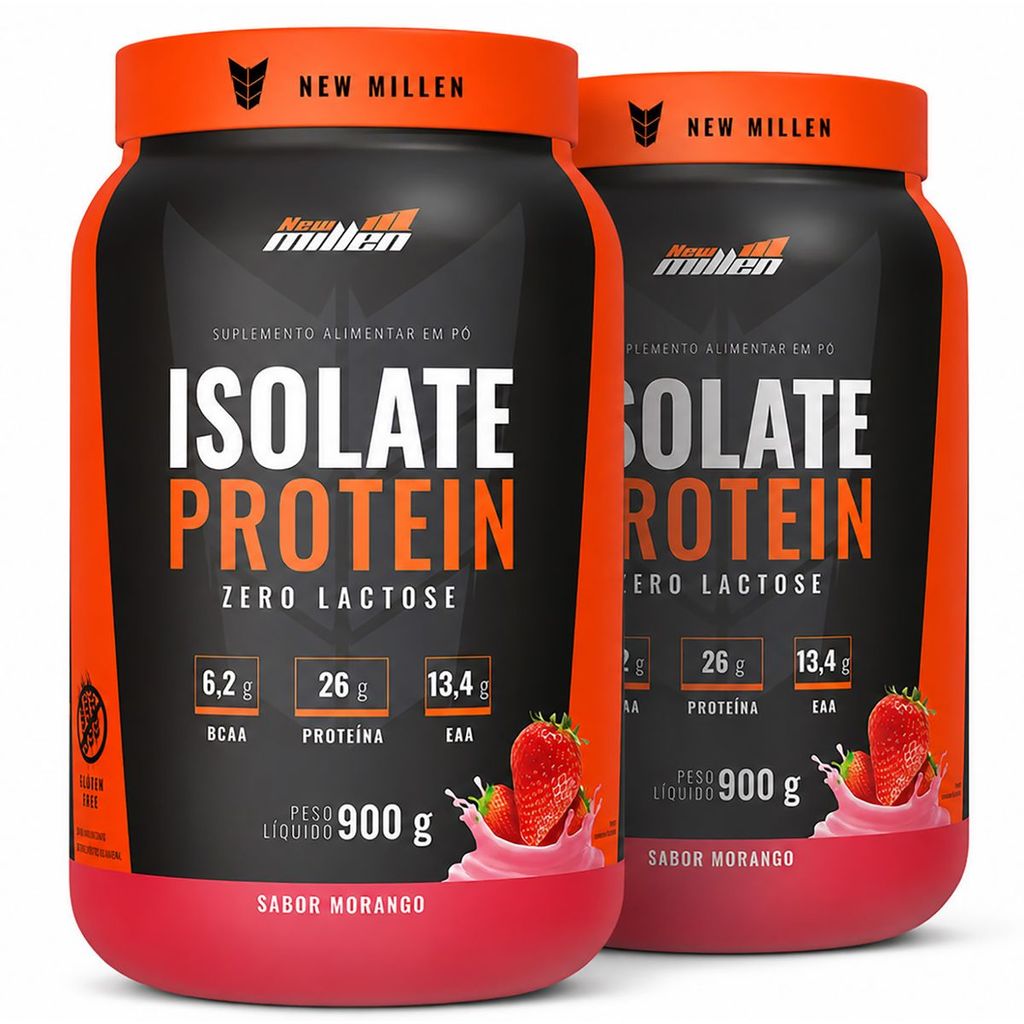 Kit 2x Isolate Protein 900g New Millen - Morango