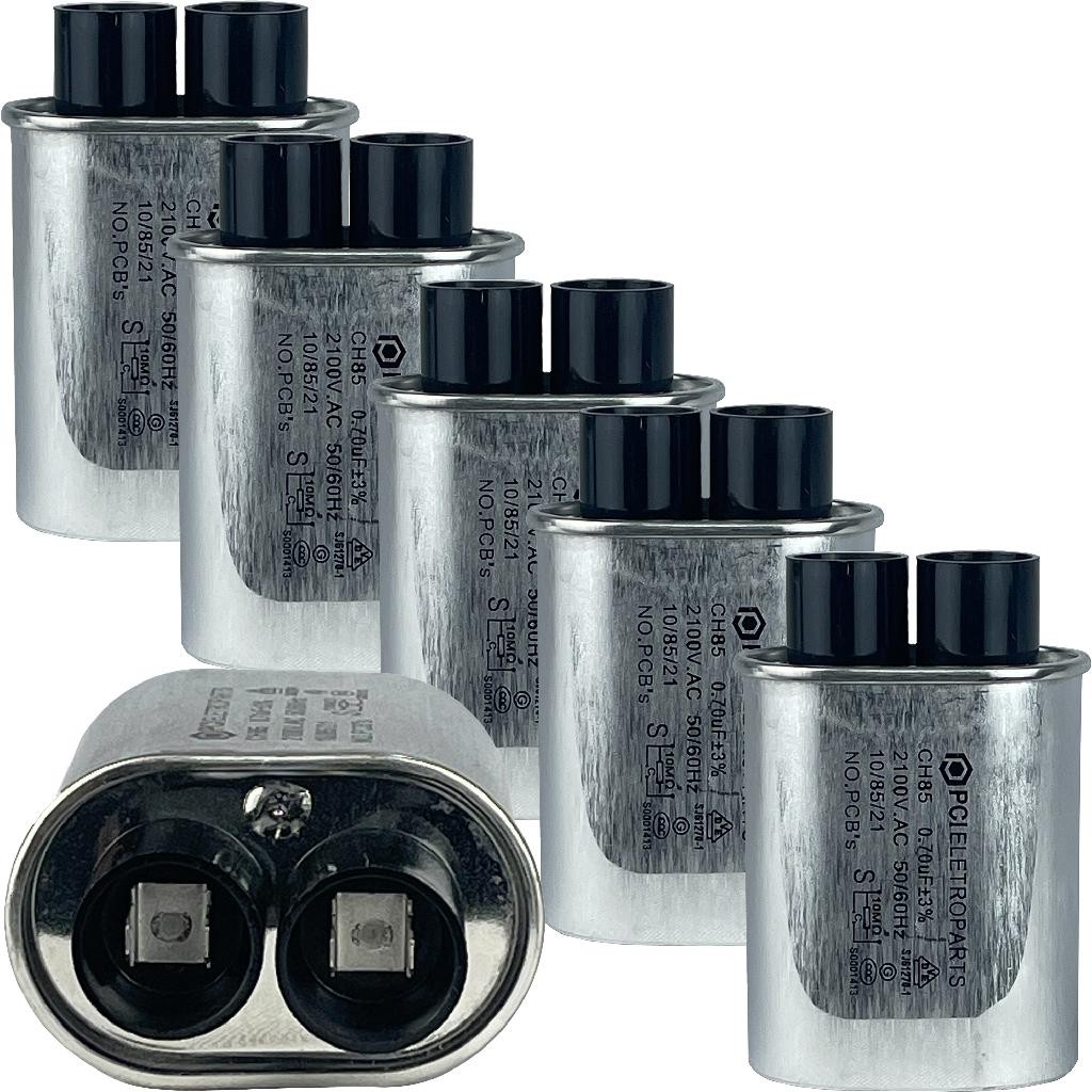 Kit 5 Capacitor De Alta Tensão Microondas 0.70uf 2100v