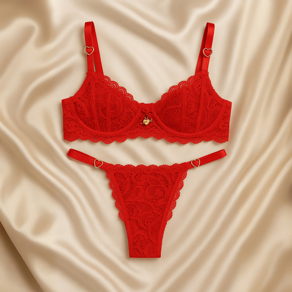 Conjunto Lingerie Renda Com Aro Sem Bojo Calcinha e Sutiã Sensual
