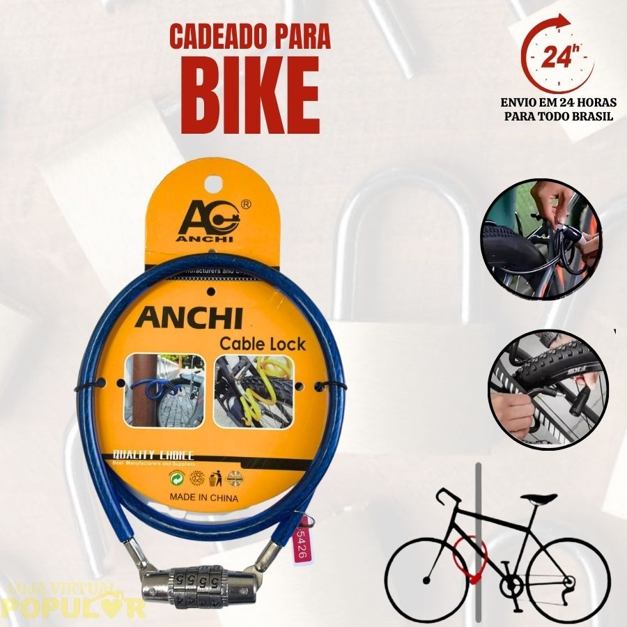 Equipamento Antifurto para Montain Bike Cadeado Para Corrente de Bicicleta e Moto Reforçado