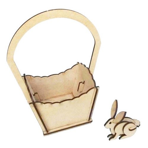 Kit 4 mini Cesta Cestinha De Páscoa Com Mini Coelho 3d mdf para chocolate doces lembrancinha escola