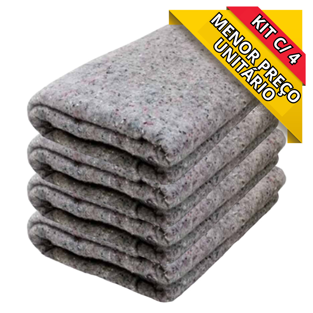 Kit 4 Cobertores Manta Casal Doação Popular Grosso 1,60m x 1,90m Cobertor Sorriso