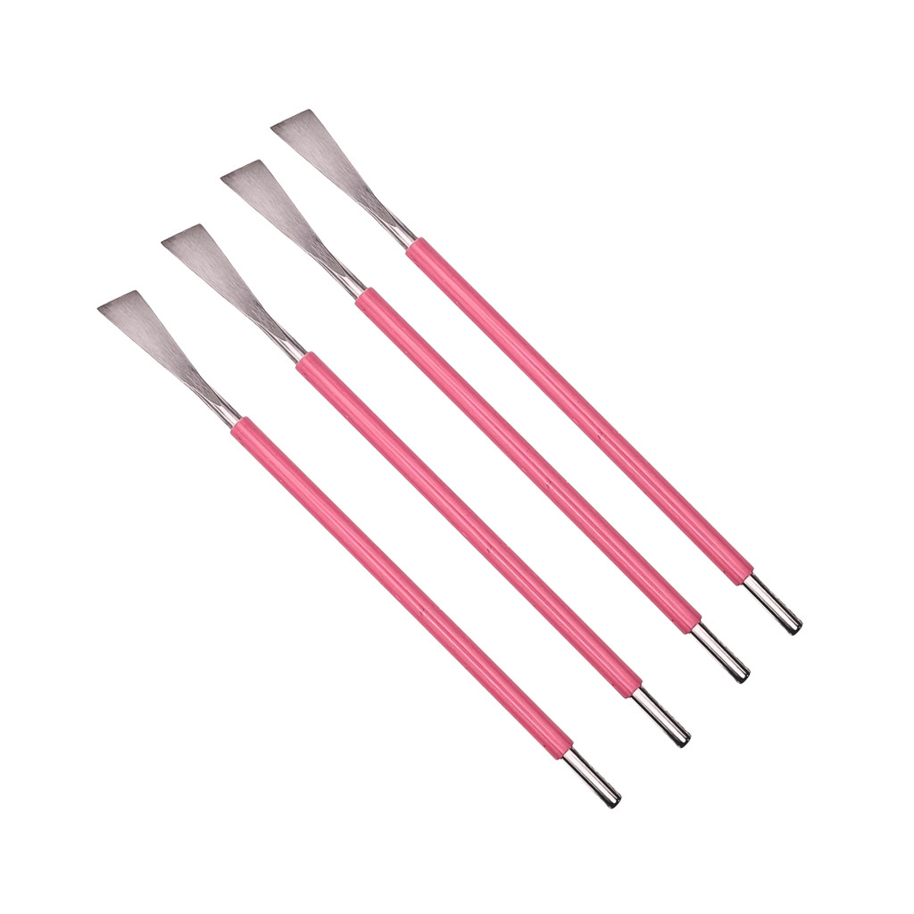 4 Espátula Calo Médio Cabo Silicone Rosa Slim