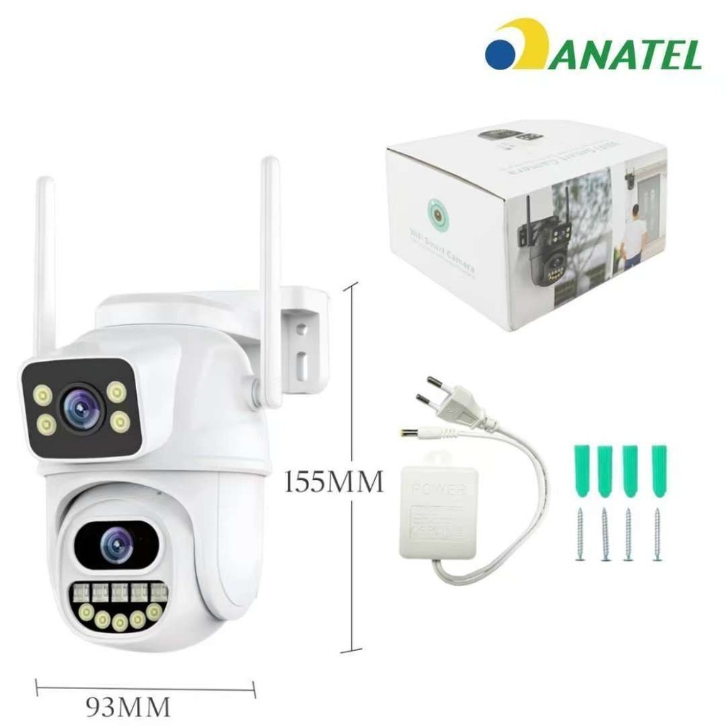 Câmera Segurança Externa WiFi 2 Lentes ICSEE PTZ Rastreamento Automático Visão Noturna Áu…