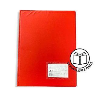 Pasta Catálogo com 50 Plásticos Finos Vermelho - ACP em Oferta na Shopee