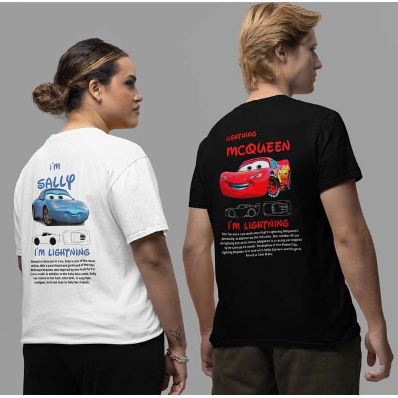 Camiseta Kit Casal Relâmpago Mcqueen , Sally Carrera Blusa Algodão Carros