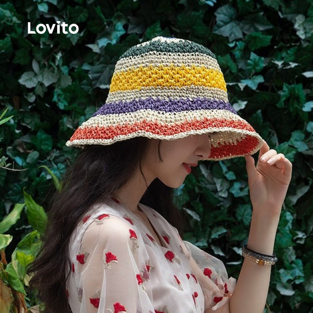 Detalhes do (NEW) Lovito Chapéu de Estilo Resort Boho LFA95X037