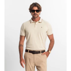 Camisa Polo Masculina Diametro Bege