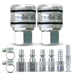 Kit Conexões Pino Fêmea Engate Rápido Pneumático 1/4 Para Compressor de Ar