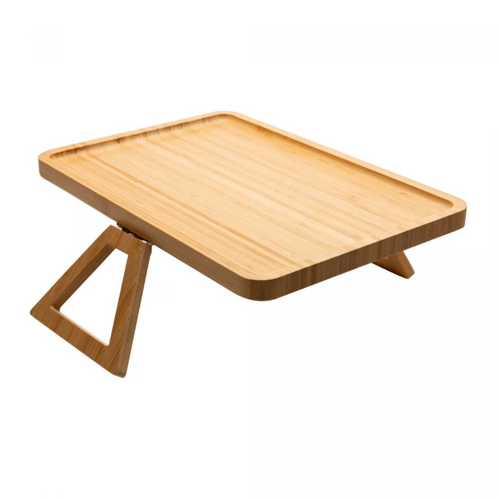 Bandeja Retangular Dobrável para Braço de Sofá 33x23cm Bambu - Lyor