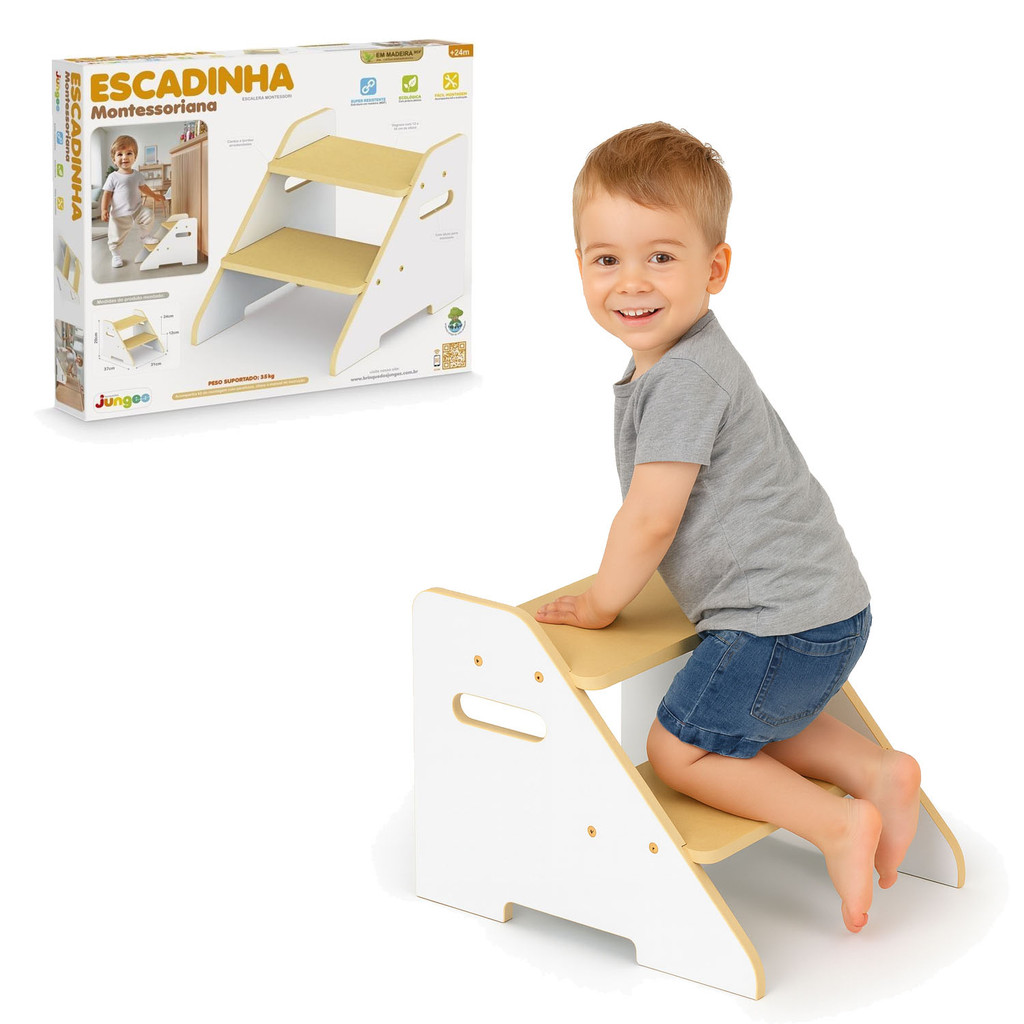 Escada Infantil Montessori Escadinha Resistente Bebe +24m em Oferta na Shopee