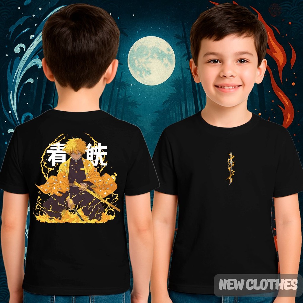 Camiseta Demon Slayer Infantil Zenitsu Agatsuma Anime Kimetsu no Yaiba Respiração Do Trovão Otaku em Oferta na Shopee
