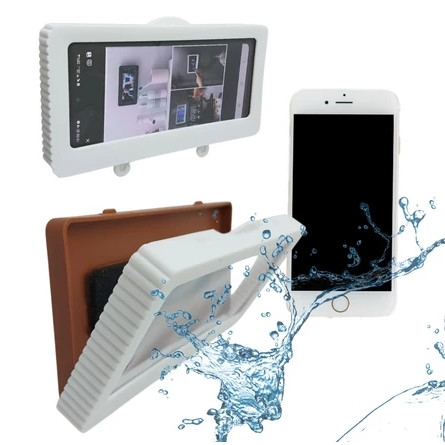 Porta Celular Impermeável e Anti embaçante Com Suporte Adesivo Use no Banho Cozinha Área de Serviço