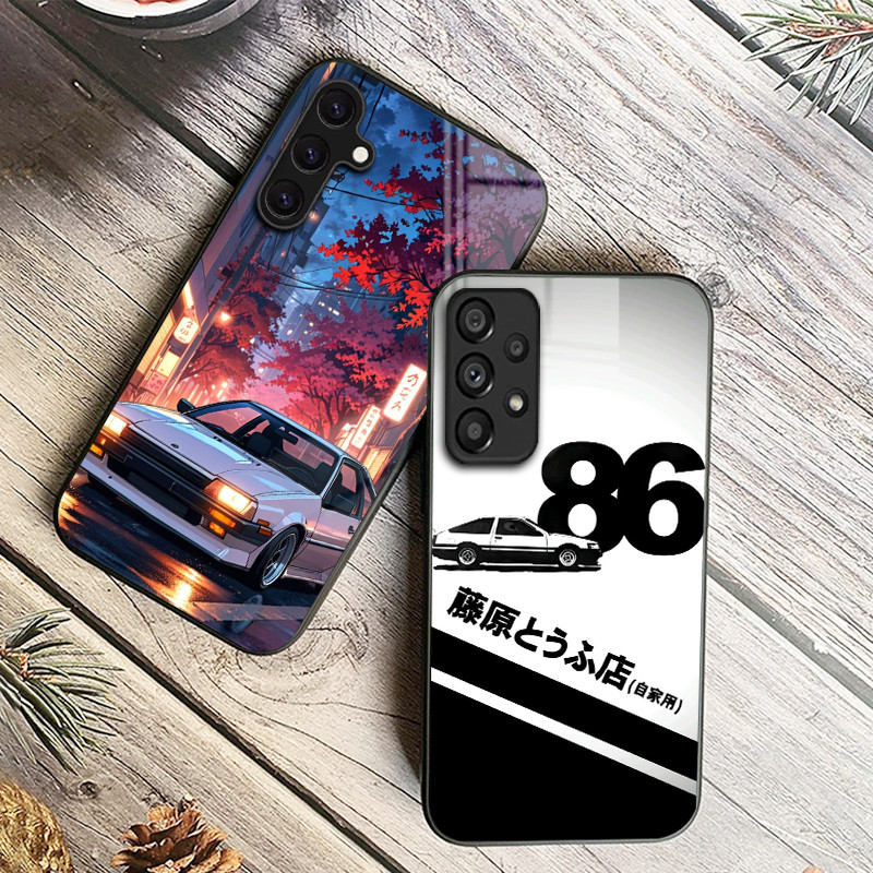 Inicial D AE86 03 Capa De Telefone De Vidro Para Samsung Galaxy A14 A16 A30 A22 A32 A33 A15 A35 A42 A55 A56 4G A52 A53 A
