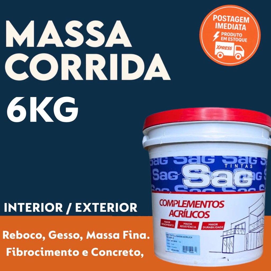 Massa Corrida PVA 6kg Acabamento Nivelador Fácil Aplicação - Branca parede em Oferta na Shopee