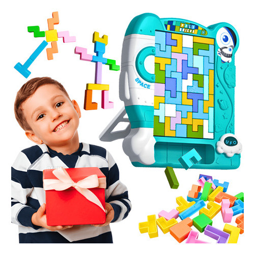Jogo de Blocos Polibrinq Infantil Quebra-Cabeça 51 peças Encaixe Educativo Família Poli Bricks BM051