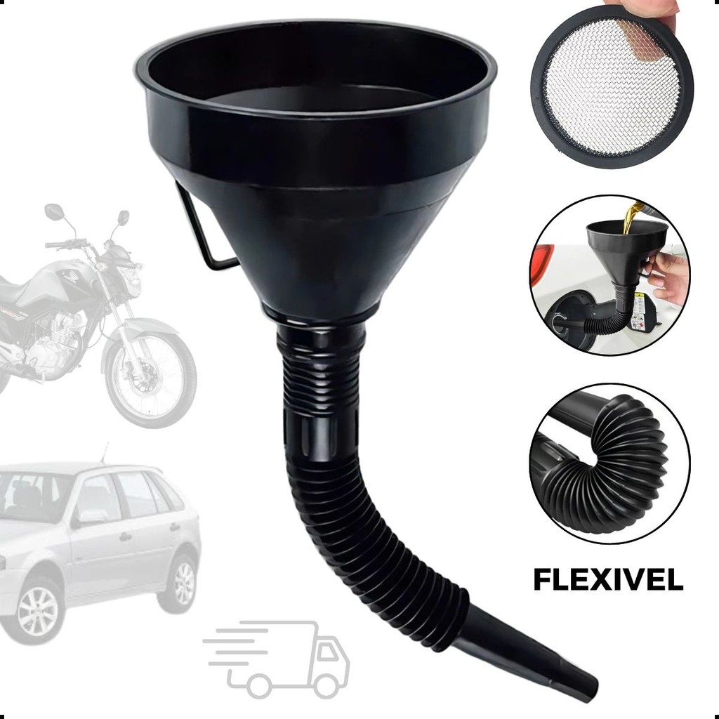 Funil Para Combustível Automotivo Troca de Óleo Moto Multiuso Flexível Combustível Gasolina Álcool