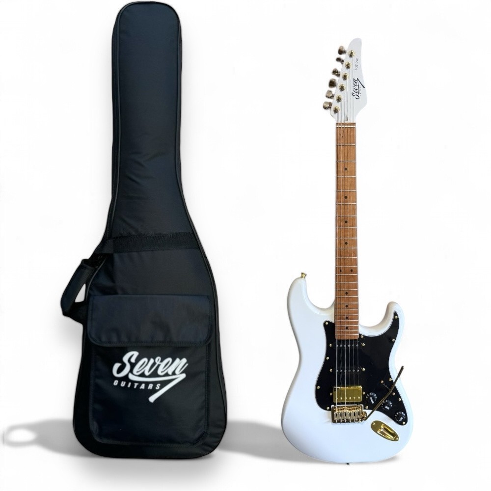 Guitarra Strato Seven Sgt-270 Branca Traste Inox com Bag em Oferta na Shopee