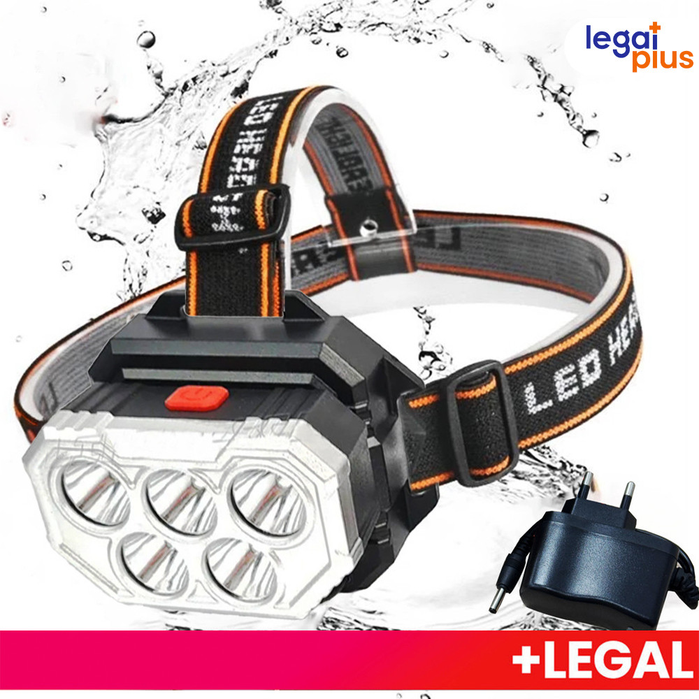 Lanterna de Cabeça Recarregável USB IPX5 - 1000 Lumens p/ Pesca, Camping e Emergências (Sensor de Toque)