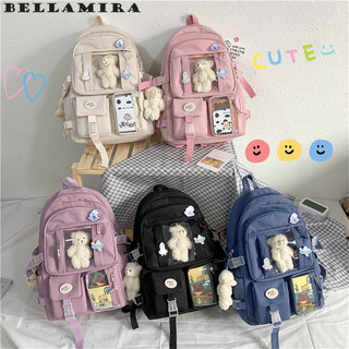 Unissex Mochila Escolar Passeio Coreano Grande Capacidade Com Chaveiro Impermeável，Pinge…