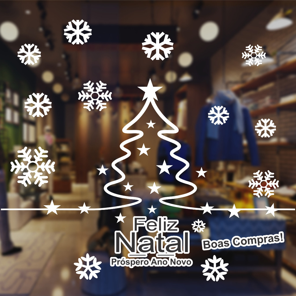Adesivo Para Vitrine Feliz Natal Próspero Ano Novo - Boas Compras