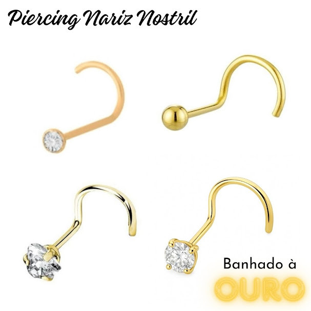 Piercing Nariz Nostril Banhado à Ouro