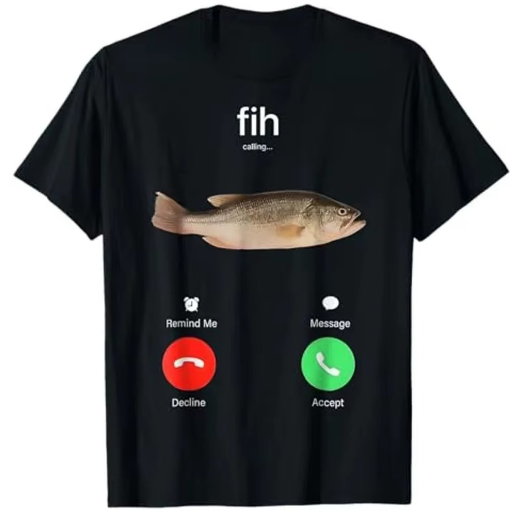 Camiseta Fih Chamando Telefone Peixe Camisa Estampada Engraçado Blusa Fishman Manga Curta Novidade