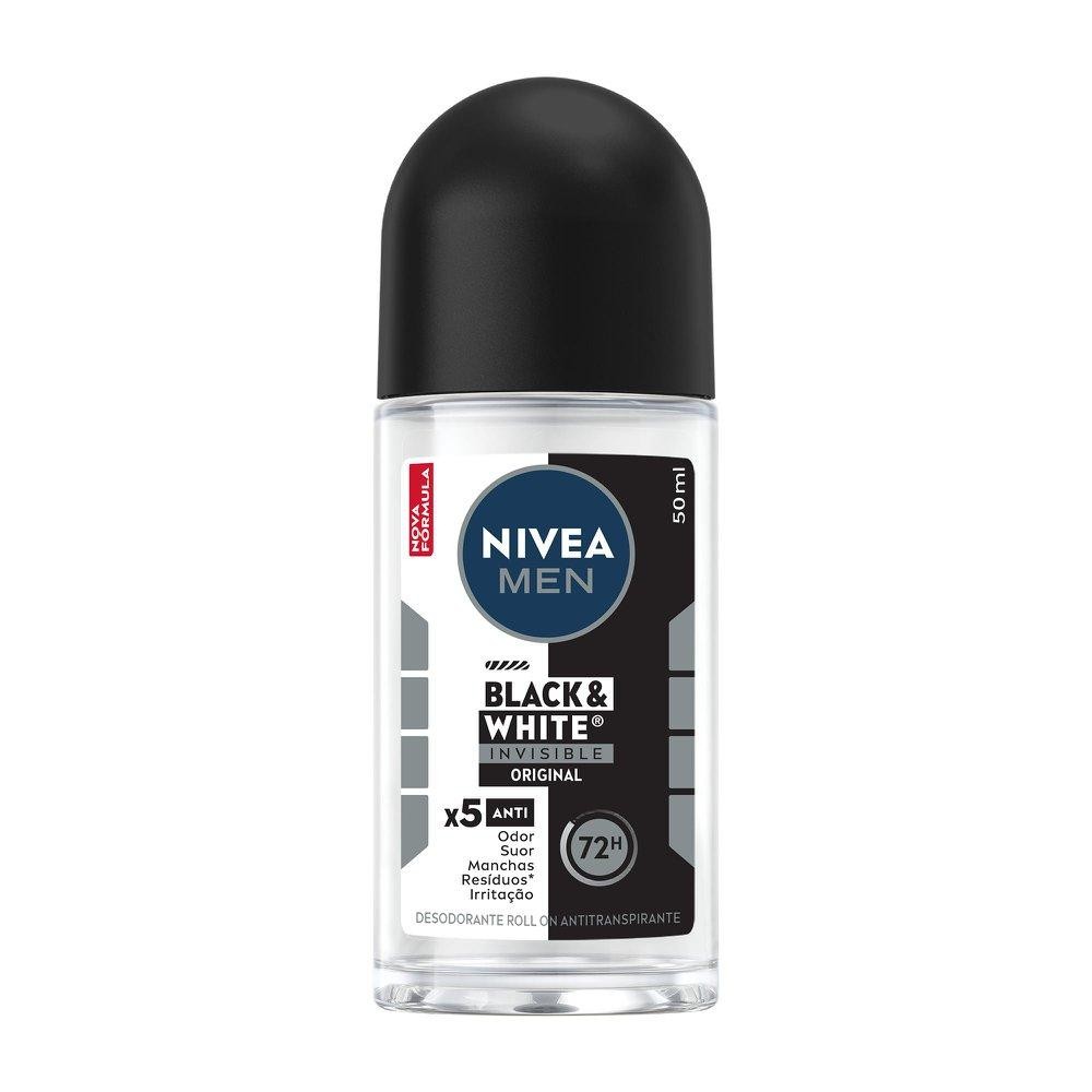 DESODORANTE ROLL-ON NIVEA MEN BLACK E WHITE INVISIBLE ORIGINAL 50ML em Oferta na Shopee