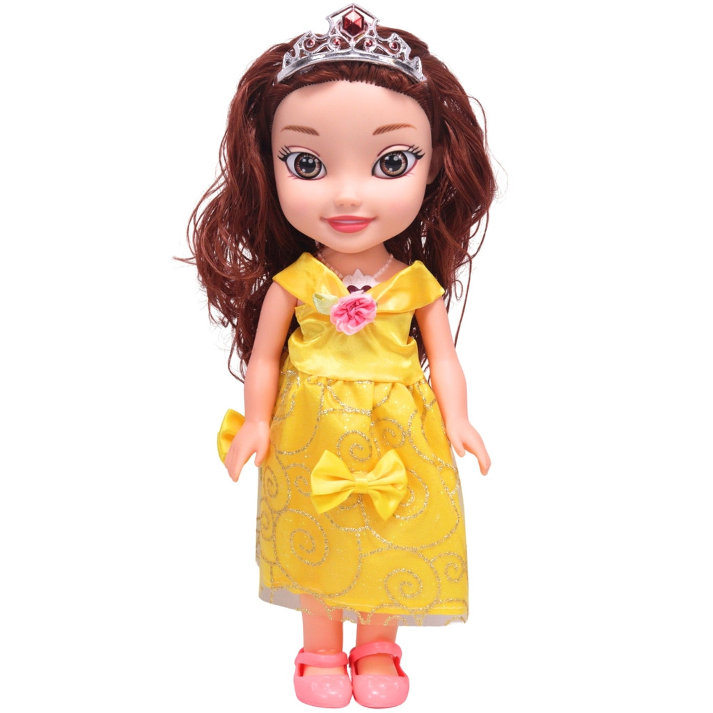 Boneca Princesa Articulada Acessórios Vestido Amarelo Som - Castela em Oferta na Shopee