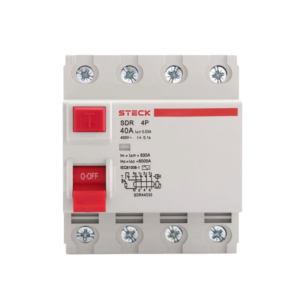 Interruptor DR Steck 4 Polos 25A 30mA Trifásico Segurança