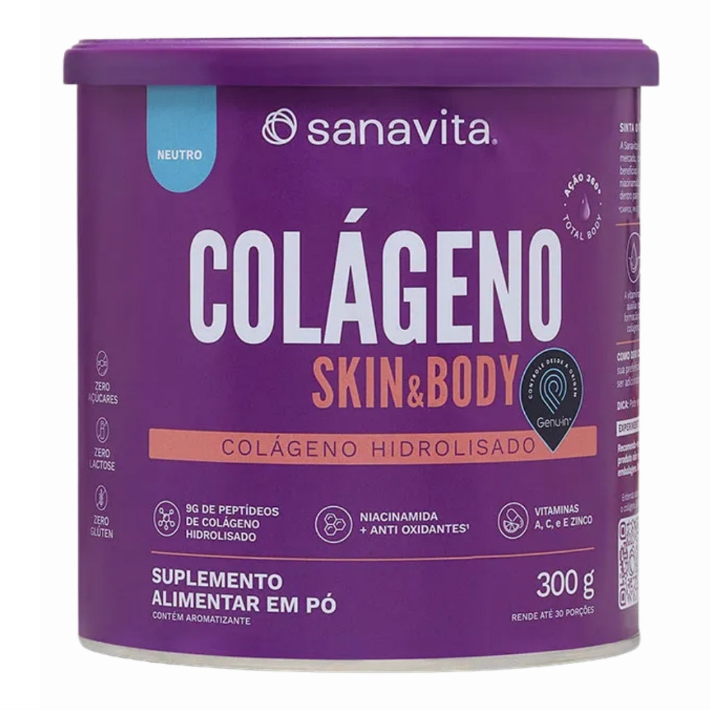 Colágeno Skin Body Lata 300g Sabor Neutro Sanavita em Oferta na Shopee