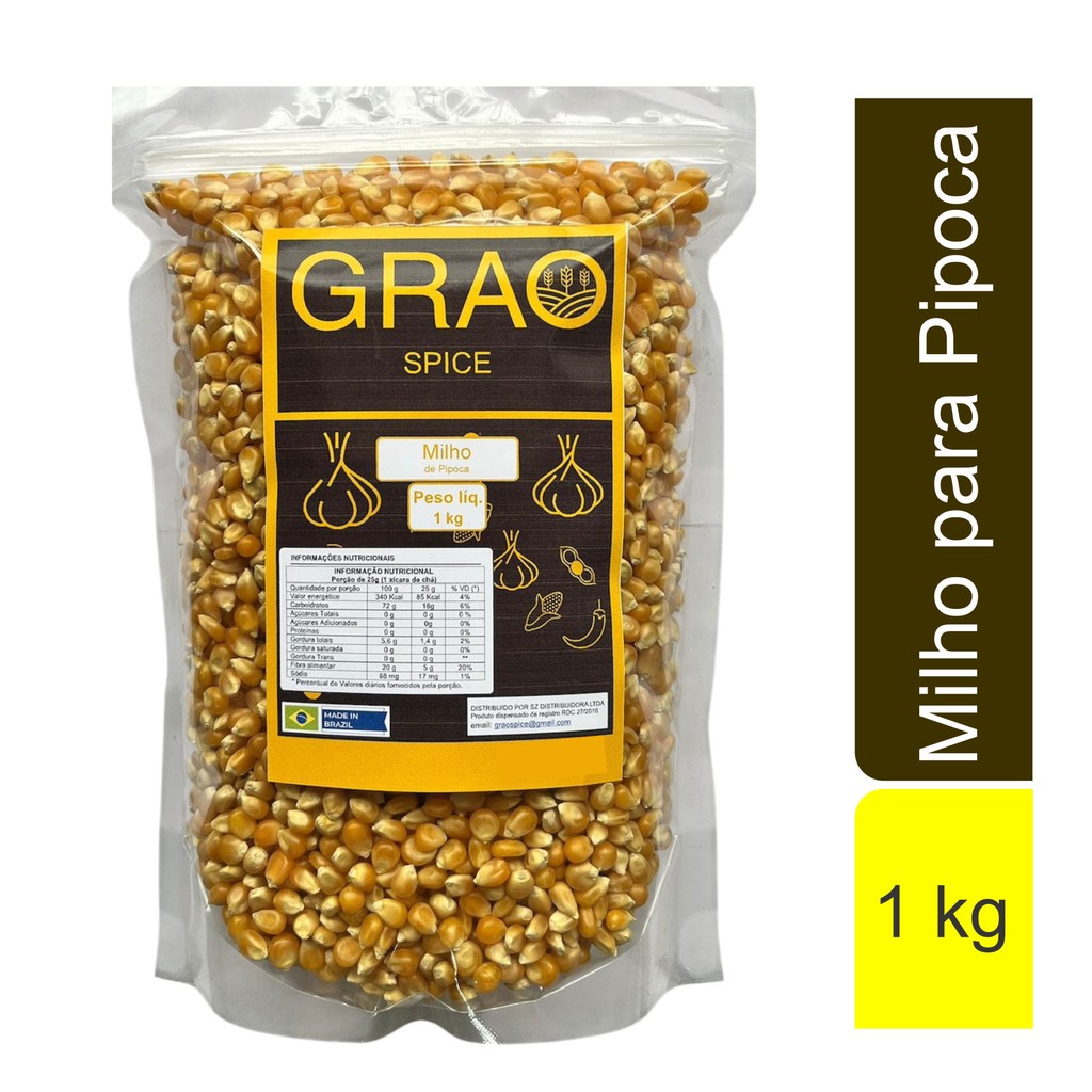 MILHO DE PIPOCA PREMIUM GRAO SPICE 1KG- GRÃOS SELECIONADOS, ALTO RENDIMENTO, SABOR ÚNICO em Oferta na Shopee