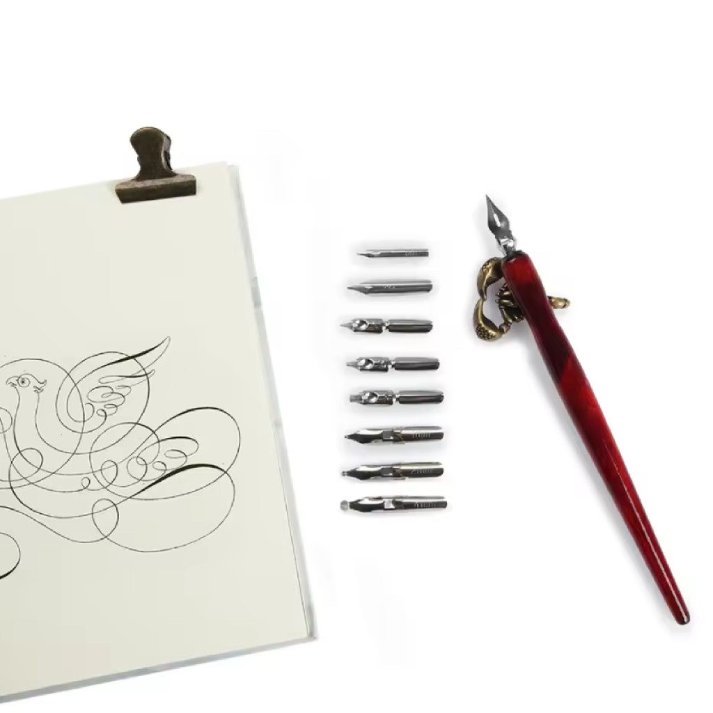 KIT 9 PONTAS PENA CANETA TINTEIRO CALIGRAFIA MANGA ARTE em Oferta na Shopee