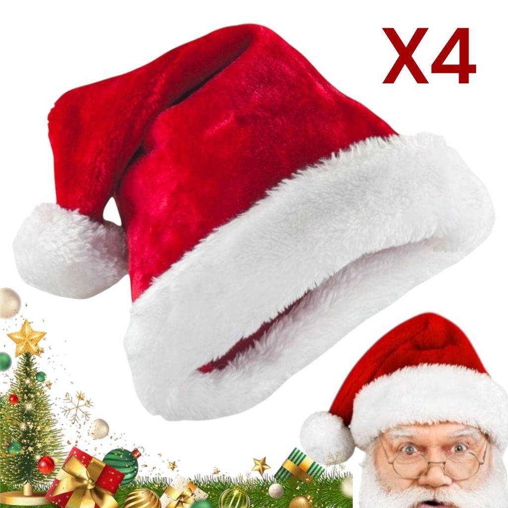 Kit 4 Gorro Touca De Papai Noel Mamãe Noel Natal LUXO 2026 2026
